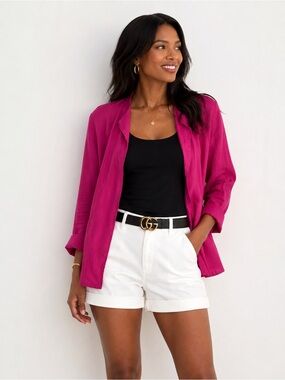Bryn Walker Oversized Magenta Linen Lightweight Jacket Size Small